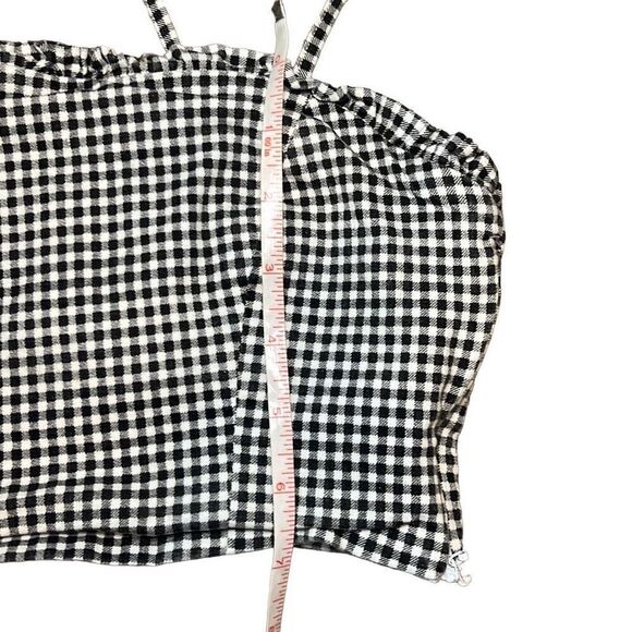 Forever 21 Small Black White Gingham Plaid Crop Tank Top Milkmaid Ruffles Rodeo - Picture 6 of 6